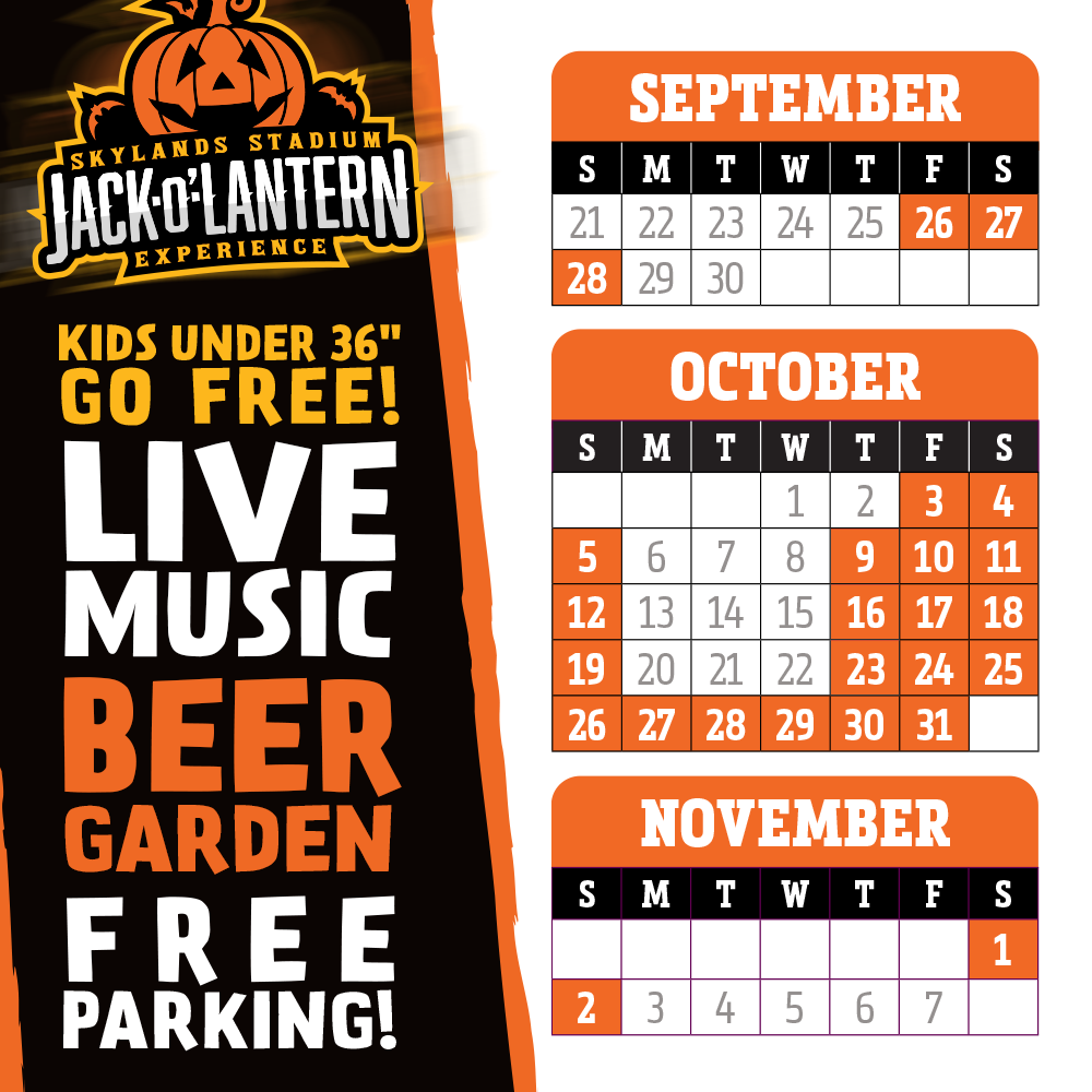 2025 Skylands Stadium Jack-O'-Lantern Experience calendar