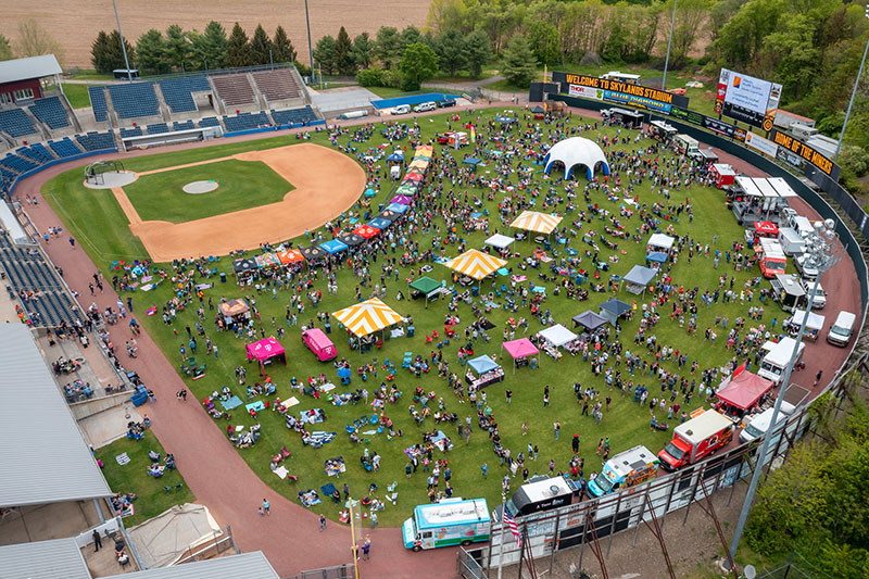 Aerial View of the Sussex County Miners Food Truck and Craft Beer Festival at Skylands Stadium